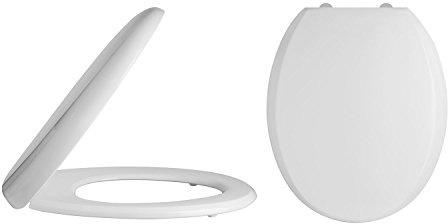 Nuie NTS006 | Modern Bathroom Round Soft Close Toilet Seat, 448mm x 360mm, White
