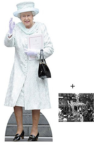 Fan Pack - Queen Elizabeth II in White Coat Lifesize Cardboard Cutout/Standee Includes 8x10 (20x25cm) Photo