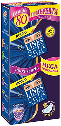 Lines Seta ultra Quadripack x80 - assorbenti ultra notte ali