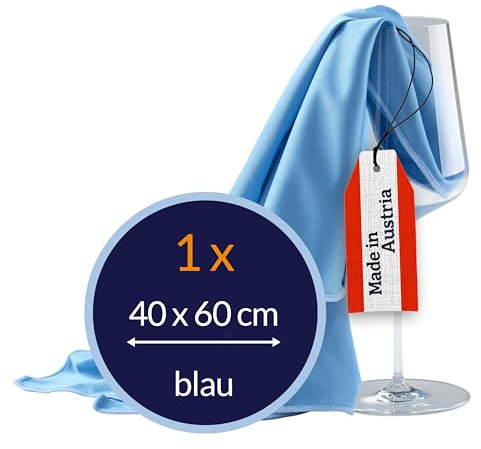 culiclean Bayeta Cristales Azul – Paños de Limpieza Profesional para Cristales, Espejos y Superficies Brillantes – Fabricado en Austria – 1 Paño de Microfibra 40x60cm Azul