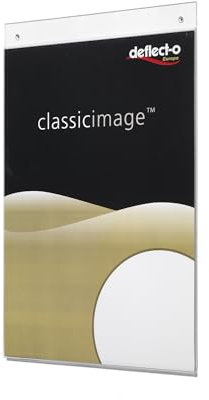 Deflecto Support mural A5 portrait – Support de panneau A5 – Porte-documents A5 – Support mural pour affiche – Panneau publicitaire mural – Tableau à lettres mural – Tableau à message mural