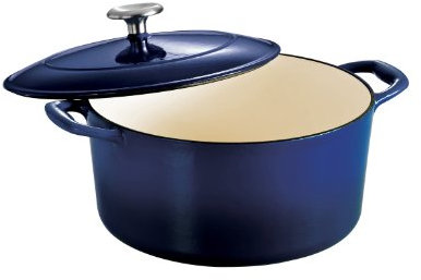 Tramontina Gourmet esmaltado redonda de cubierta de hierro fundido Horno holandés, diseño de degradado Cobalto