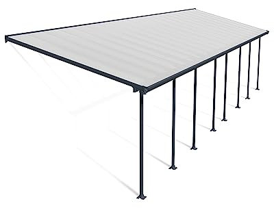 Canopia by Palram Terrassenüberdachung Alu Feria 3X10.92 Polycarbonat Hohlkammerplatten Pergola 1092 x 300 cm Grau zur Überdachung ihrer Terrasse
