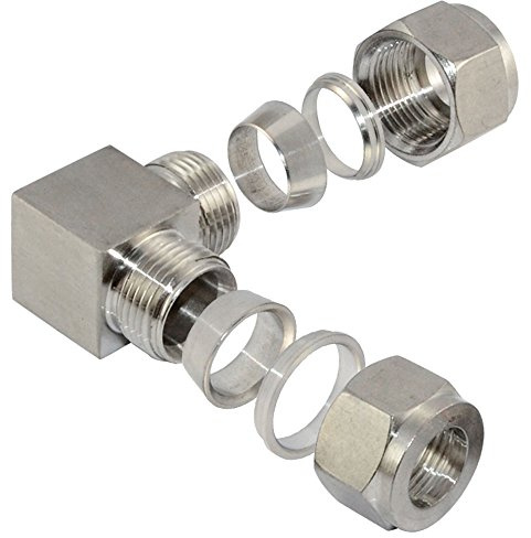 Edelstahl Klemmring Bogen Winkel 90 Grad doppel Schneidringverschraubung Rohrverbinder f8mm