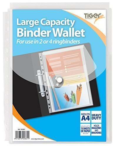 5x A4+ Large Capacity Heavy Duty Expanding Punched Pocket Wallet