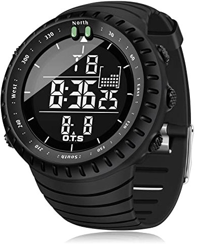 PALADA Montre de sport numérique étanche avec rétroéclairage LED pour homme, Noir , Sangle