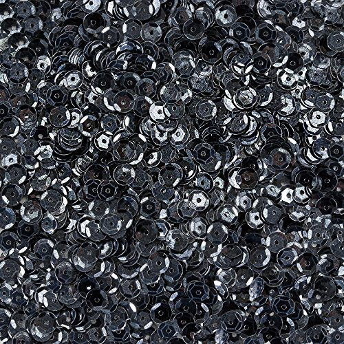 1400 Pailletten - Ø 6mm - Riesige Auswahl an Farben (Dark Grey)