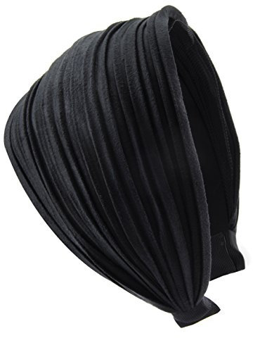 axy Breiter Haarreif mit leichtem Flanell (Leder Optik) Damen Stirnband Haarschmuck Haarreifen HR32 (Schwarz)