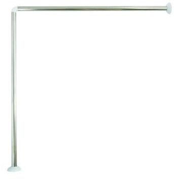 MSV, Barre tringle pour rideau de douche d'angle à fixer en Inox, support plafond & anneaux rideaux inclus, Adapté à tous les Rideaux, Montage Mural, 80x80cm Blanc