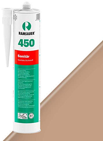 RAMSAUER 450 Sanitär 1K Silikon (Caramel) - 310ml Kartusche, ideal für Feuchträume & Nassbereiche, Lebensmittelbereich, leicht verarbeitbar, schnelle Tiefhärtung, optimale Glättbarkeit