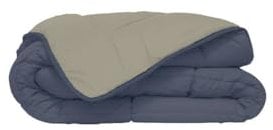 Poyet Motte Waschbare Bettdecke mit festem Bezug - 140x200 cm - Petrolblau/Mastixbeige
