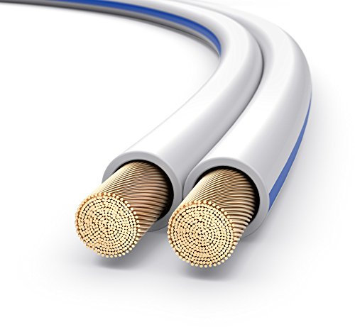 PureLink SP021-020 Câble d'enceinte 2x4,0mm² (99,9% OFC cuivre massif 0,10 mm) Câble de haut-parleur Hifi, 20m, blanc
