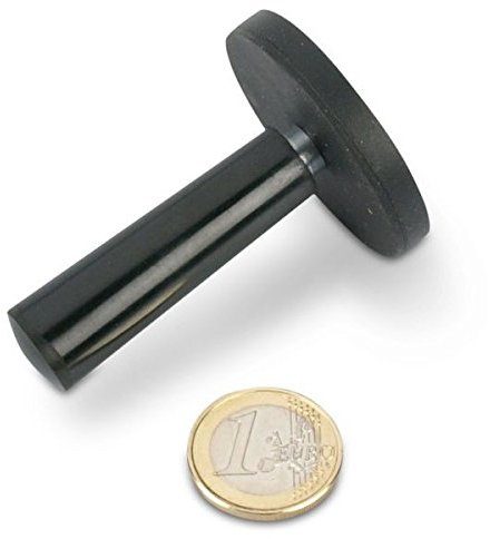 Starkes Magnetsystem Neodym Ø 43 mm gummiert mit Griff (magnets4you) - hält 10 kg, starker Halt durch Neodym-Magnete und kein Verkratzen durch Gummierung