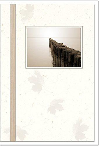 metALUm Trauerkarte A4 ohne Text – Hochwertiges Papier, ruhige Meereslandschaft mit Buhne, inklusive weißem Umschlag