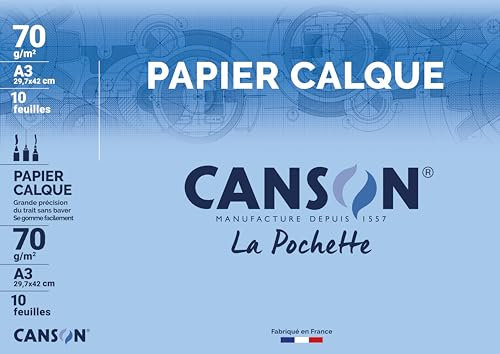 CANSON 200017151 Transparentpapier, satiniert, DIN A3, 70/75 g/qm