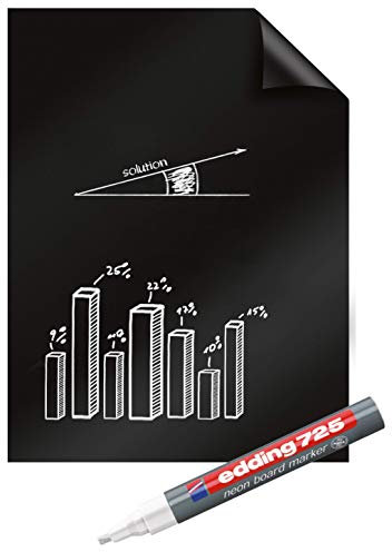 Legamaster Magic-Chart Blackboard Folie - statisch selbsthaftend - mattschwarz - 80x60cm - inkl. 1 Kreidemarker - 25 Folienblätter auf einer Rolle