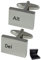 Manschettenknöpfe Herren Silber Farbe - Mit Box - Alt Del Computer-Tastatur - Rechteck - IT - Tasten - Modern - Langlebiges Messing - Ein Paar