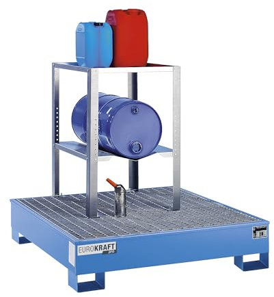 eurokraft | Fass- und Kleingebinderegal | mit 1 Fassauflage 60 l und 1 Boden | HxBxT 900 x 698 x 608 mm