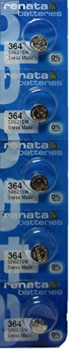 Renata 364 AG1 SR621SW SR621 SR60 363 164 LR621 LR60 D364 Silver Oxide Mercury Free Electronic Batteries x 5 by Renata