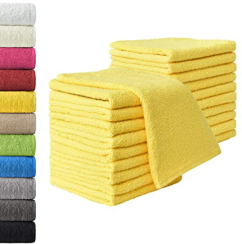 NatureMark Gästetücher – 20er Pack (30x50 cm), 100% Baumwolle, Oeko-TEX Zertifiziert, weich, saugfähig und pflegeleicht – Für Bad, Gäste & Spa – Gelb