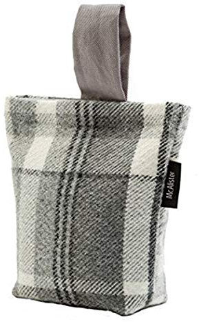 McAlister Textiles Heritage Charcoal Grey Unfilled Fabric Door Stop,Tartan Plaid Patterned Decorative Doorstopper Novelty Gift Home Accessory 21x17cm (8x6.5 Inches)