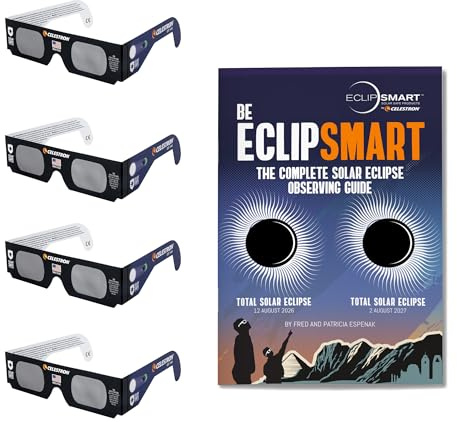 Celestron EclipSmart Solar Eclipse Glasses Observing Kit for Safe Sun Viewing, including Four Pairs of Eclipse Glasses and Guidebook