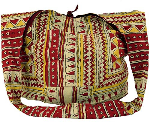 GURU SHOP Sadhu Bag, Umhängetasche, Blockdruck Hippie Schultertasche, Schulterbeutel, Einkaufstasche, Unisex - Erwachsene, Mehrfarbig, Baumwolle, 35x49x22 cm