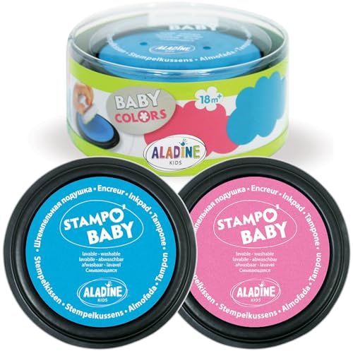Game Factory 3003851 Factory Aladine 3851 - Stampobaby, 2 Stempelkissen, türkis/Rose