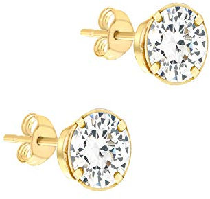 CARISSIMA Damen-Ohrstecker 9 Karat 375 Gelbgold mm CZ Rund Stud 1.58.7009