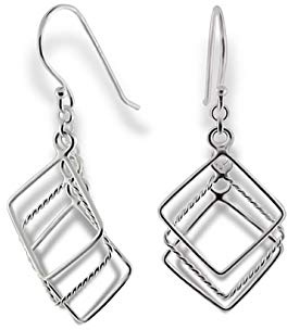 SilberDream Ohrringe Damen-Schmuck 925er Silber Ohrhänger Quadrate SDO8801 Silber Ohrhänger