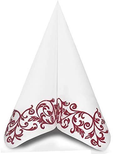 Shoptoria Rob Bordo Servietten dunkelrot mit Ornamentmuster – Tisch-/Hochzeitsdekoration – 50 x Servietten zum Falten, 40 x 40 cm