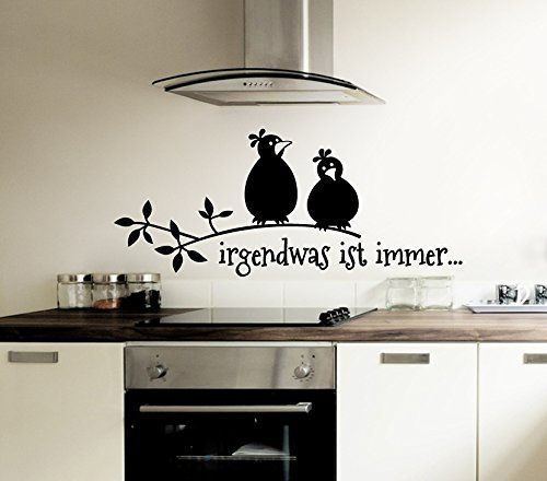 Grandora W5027 Wandtattoo Spruch Irgendwas ist Immer + Vögel schwarz (BxH) 100 x 42 cm
