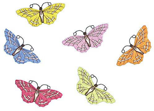 Plauener Spitze Deckchen Schmetterlinge 6-er Set farbig, Tischschmuck, Deko, Tischdekoration