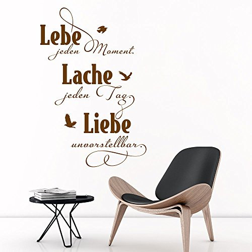 Wandtattoo Lebe jeden Moment, Lache jeden Tag, Liebe unvorstellbar (Farbe schwarz/Größe 40x60cm)