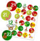 Papierdrachen 24 Adventskalenderzahlen Aufkleber - bunte Motive Nr 01 - Sticker 4 cm - zum Basteln und Dekorieren