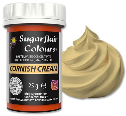 Sugarflair Cornish Cream Food Colouring Paste 25g | Concentrated Cornish Cream Food Dye for Fondant, Buttercream, Cake Decorating and More - Vegan, Kosher, Bake-Stable