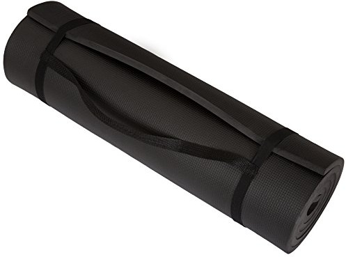Wakeman dicke Yogamatte, doppelseitig, 1,27 cm, Trainingsmatte, 183,9 x 61 cm, für Zuhause, Fitnessstudio, Fitness oder Pilates, mit Tragegurt, Schwarz