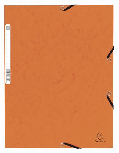 Exacompta 55304E 10er Pack Einschlagmappe. Aus extra starkem Colorspan-Karton DIN A4 mit 3 Klappen und Gummizügen orange Sammelmappe Dokumentenmappe ideal für Büro und Schule