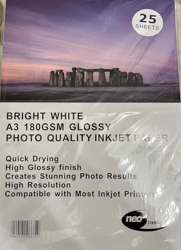 25 pack of A3 180gsm Gloss Photo paper