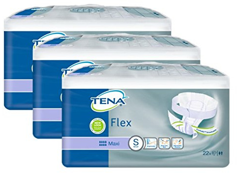 TENA Flex Maxi Small (S) - Inkontinenz-Vorlage mit Klettverschluss (1 Karton = 3 x 22 = 66 Stück)