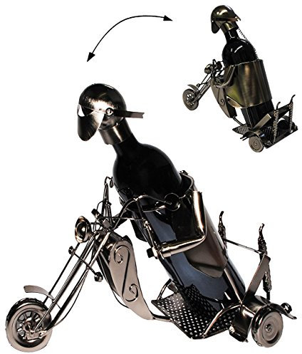 alles-meine.de GmbH Flaschenhalter/Flaschenständer - Motorrad/Motorradfahrer - aus Metall - ideal für Wein, Sekt, Bier u.v.m. - Motorrad/Biker - Moped - Fahrschule - We..