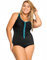 DELIMIRA Donna Costume da Bagno Coppe con Imbottite Cerniera Frontale Multicolore #3 52