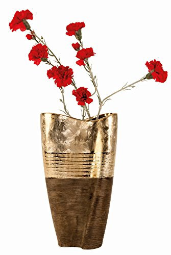 Moderne und große Deko Vase Blumenvase aus Keramik Gold/braun Höhe 35 cm