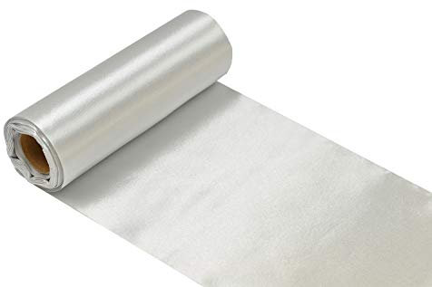 Creativery 9m Rolle Satinband 30cm (hell Silber/grau 012H) // Tischläufer Satin Band Stoff Gewebe Tischband Deko