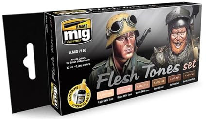 Ammo MIG-7168 Flesh Tones Acrylfarben-Set, mehrfarbig, 17 ml (6 Stück)
