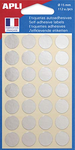 APLI Metallic-Patches, 15mm, Silber, Beutel mit 112 Stück