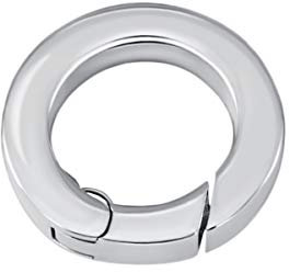 Quiges Clip Ring Carrier Silber 22 mm Edelstahl Verbindungsring für Kette und Coin Anhänger mit Karabiner Snap Verschluss