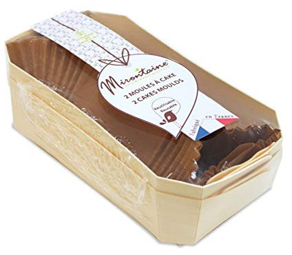 Mirontaine 2 Moules à Cake - 21 cm - Bois + 4 Caissettes Sulfurisées de Cuisson