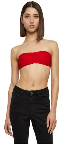 Urban Classics Women's Ladies Laces Bandeau Tank Top, Red (Red 00199), S
