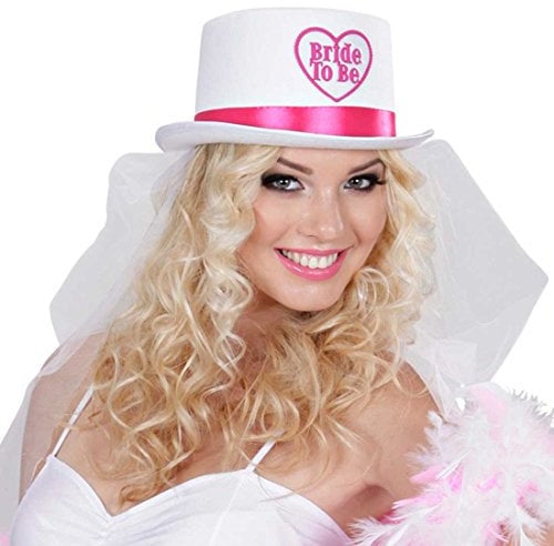 NET TOYS Bride to Be - Zylinder mit Brautschleier Junggesellinnenabschied Hut mit Schleier JGA Kopfschmuck Braut Haarschmuck Junggesellinnenabschied Zubehör Hochzeit Kostüm Accessoire